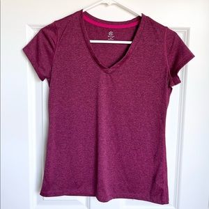 Champion Women's V-neck Raspberry Color Tee, Size XS